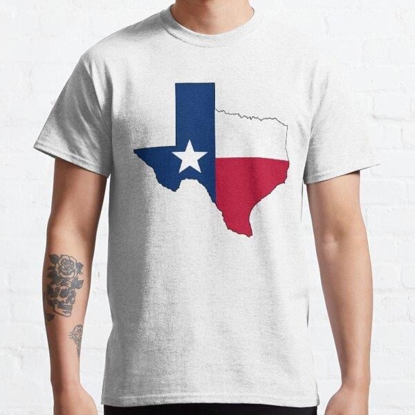 Texas Flag Tasarım Baskılı T-Shirt (bol kalıp tişört)