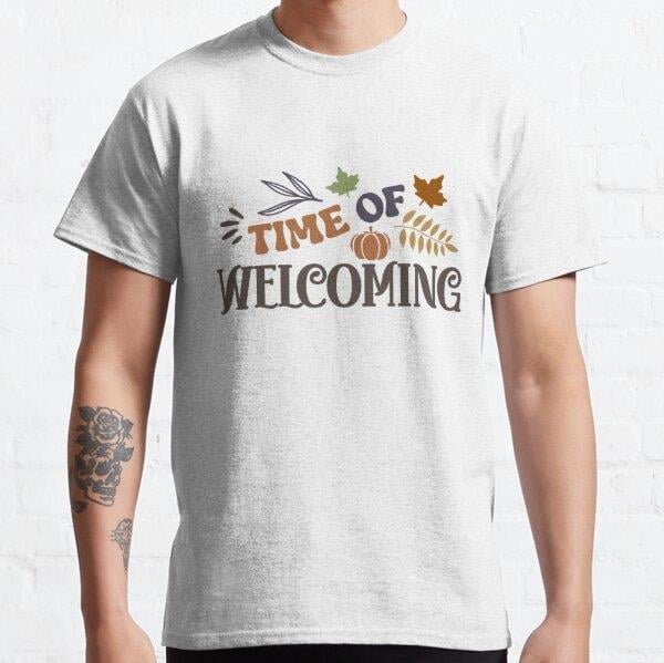 Time of Welcoming  Autumn Design Tasarım Baskılı Tişört (Rahat kalıp t-shirt)