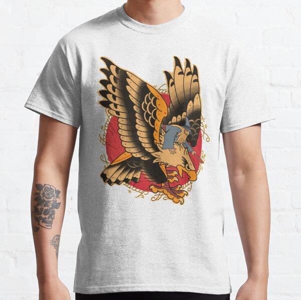 Traditional the grey and Eagle Tasarım Baskılı Tişört (Bol kalıp t-shirt)