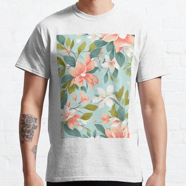 Tranquility in Bloom Floral Patterns Tasarım Baskılı Tişört (bol kalıp t-shirt)