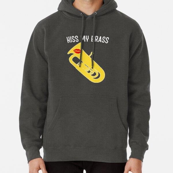 Tuba - Kiss my brass - funny marching band/ concert band design Tasarım Baskılı Kapşonlu Sweatshirt