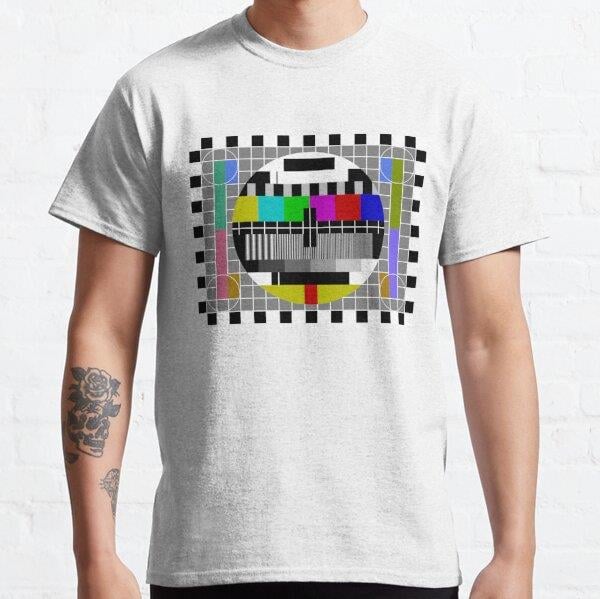 TV Test Pattern Tasarım Baskılı Tişört (bol kalıp t-shirt)