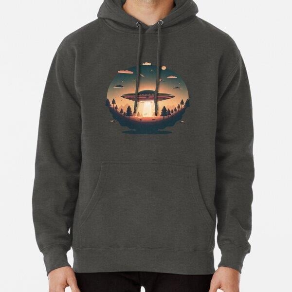 ufo Tasarım Baskılı Kapşonlu Sweatshirt