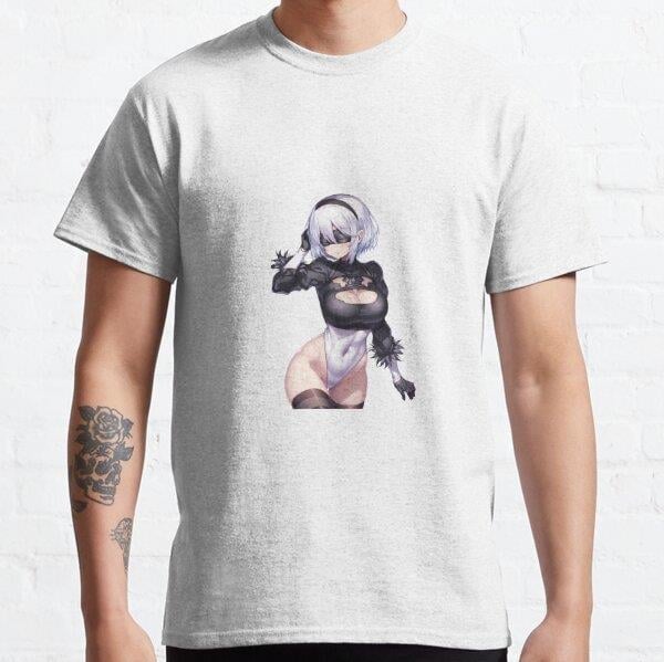Unisex 2B Nier Tasarım Baskılı T-Shirt (Rahat Kalıp Tişört)