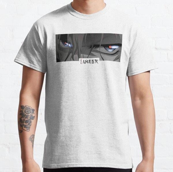 Unisex Angry and Fiery Anime Eyes Anger Typography Manga Panel Tasarım Baskılı T-Shirt (Rahat Kalıp Tişört)