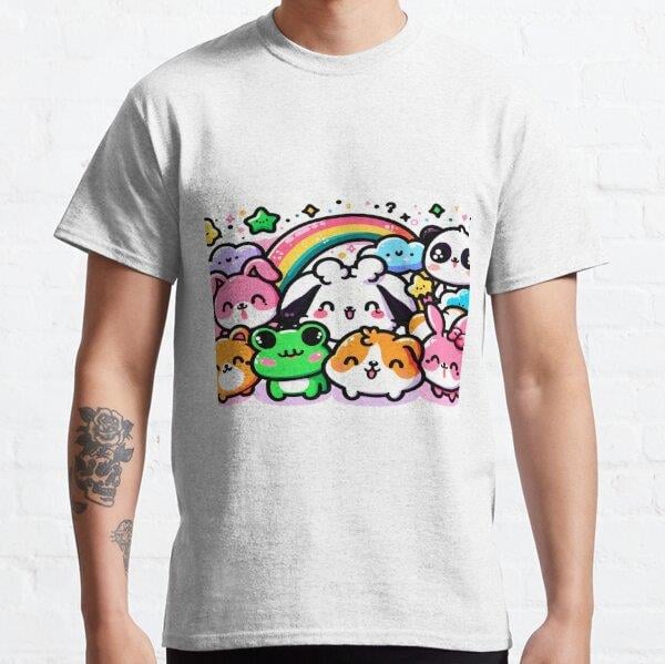 Unisex Animals, animals, Kawaii animals!!!!!! Baskılı T-Shirt (Rahat Kalıp Tişört)