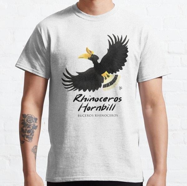 Unisex Animals of Malaysia - Rhinoceros Hornbill Baskılı T-Shirt (Rahat Kalıp Tişört)