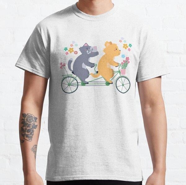 Unisex Animals On Bikes Baskılı T-Shirt (Rahat Kalıp Tişört)