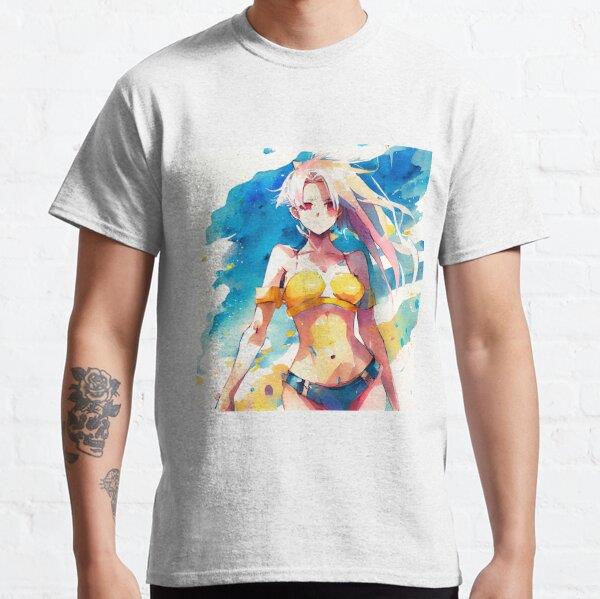Unisex Anime Bikini Girl #19 Tasarım Baskılı T-Shirt (Rahat Kalıp Tişört)