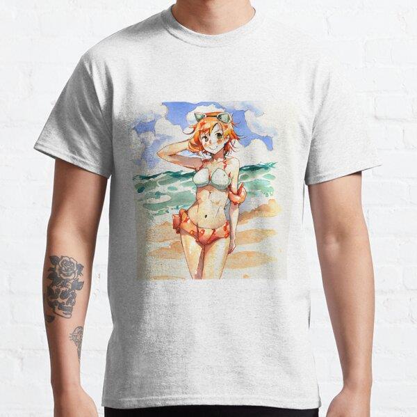 Unisex Anime Bikini Girl #45 Tasarım Baskılı T-Shirt (Rahat Kalıp Tişört)