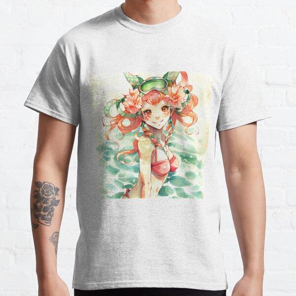 Unisex Anime Bikini Girl #50 Tasarım Baskılı T-Shirt (Rahat Kalıp Tişört)