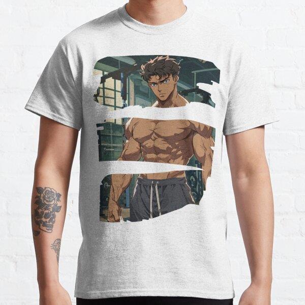Unisex Anime Bodybuilding Heros Hustle Tasarım Baskılı T-Shirt (Rahat Kalıp Tişört)