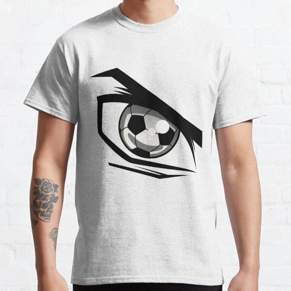Unisex Anime Eyes Soccer Football Fan Tasarım Baskılı T-Shirt (Rahat Kalıp Tişört)