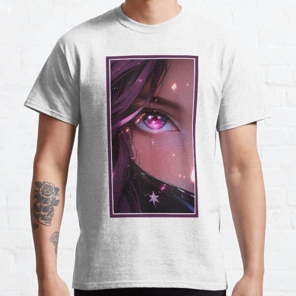 Unisex Anime Girl Eye | Quality Anime Artwork | Anime Aesthetic | Manga Anime Art Tasarım Baskılı T-Shirt (Rahat Kalıp Tişört)