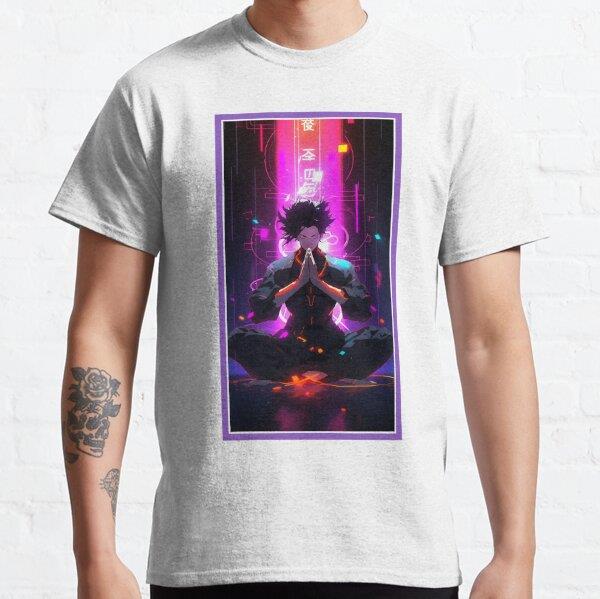 Unisex Anime Hero Meditation | Special Anime Artwork | Anime Power Energy Meditation | Manga Anime Art Tasarım Baskılı T-Shirt (Rahat Kalıp Tişört)