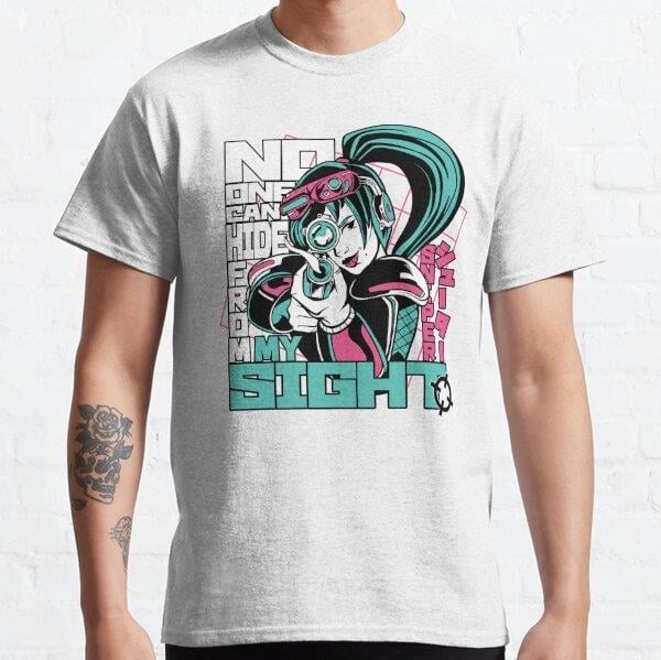 Unisex ANIME SNIPER GIRL No one can hide from my sight Tasarım Baskılı T-Shirt (Rahat Kalıp Tişört)