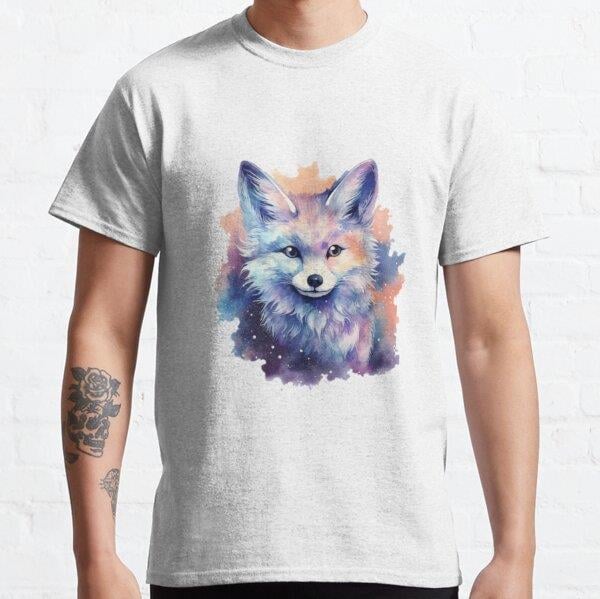 Unisex Arctic Fox Galaxy Baskılı T-Shirt (Rahat Kalıp Tişört)