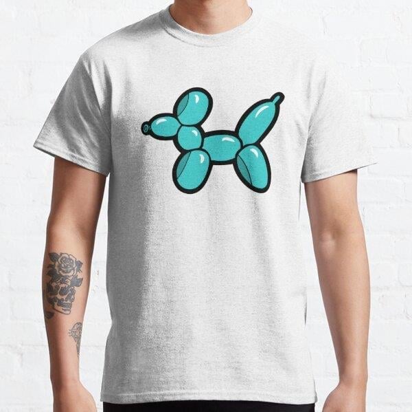 Unisex Balloon Animal Dogs Pattern in Coral Baskılı T-Shirt (Rahat Kalıp Tişört)