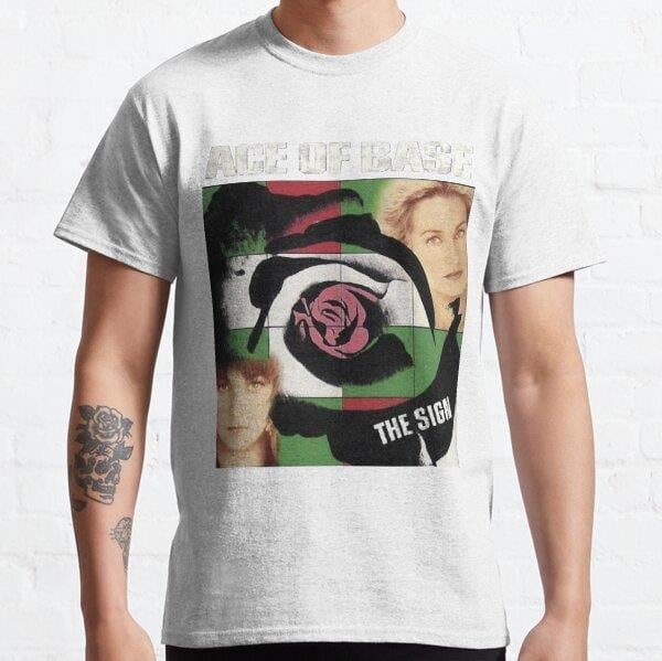 Unisex blackwhitereddesign pop rock heavy metal country band ace of base Classic Baskılı T-Shirt (Rahat Kalıp Tişört)