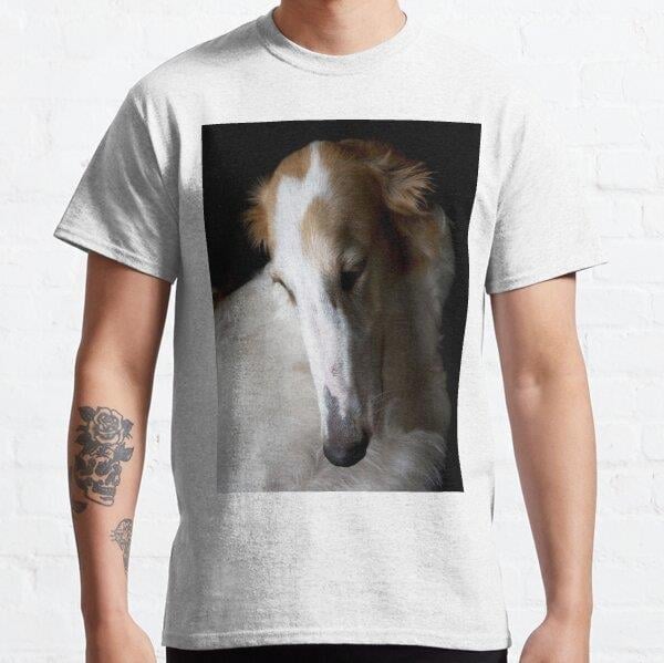 Unisex Borzoi bitch daydreaming Baskılı T-Shirt (Rahat Kalıp Tişört)