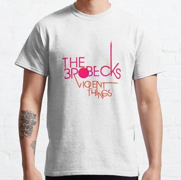 Unisex Brobecks Violent Things Cover Text Baskılı T-Shirt (Rahat Kalıp Tişört)