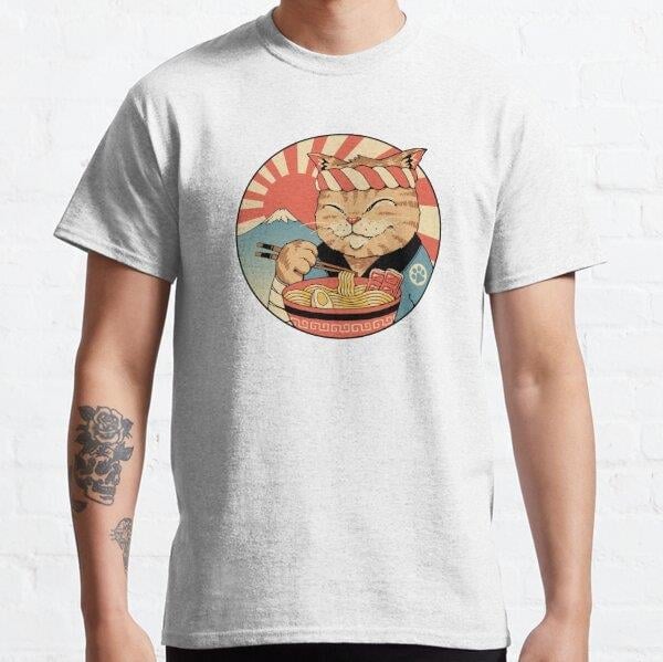 Unisex Catana Ramen Tasarım Baskılı T-Shirt (Rahat Kalıp Tişört)