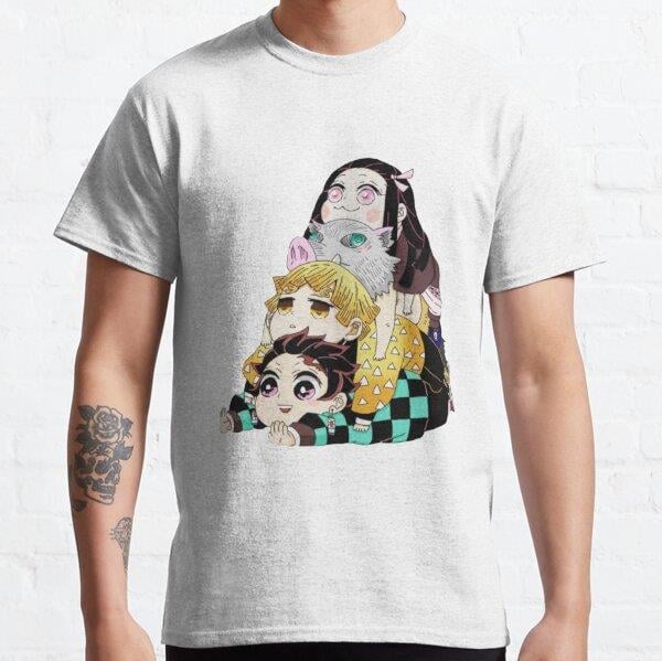 Unisex Chibi pile Tasarım Baskılı T-Shirt (Rahat Kalıp Tişört)