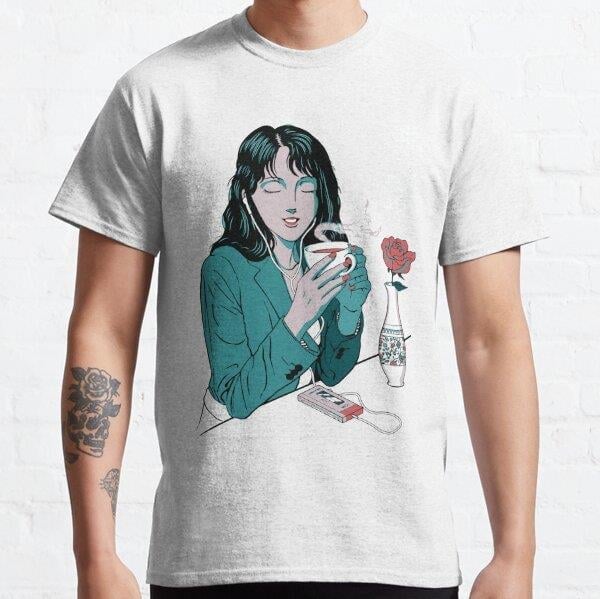 Unisex Chill Lofi Tea Tasarım Baskılı T-Shirt (Rahat Kalıp Tişört)