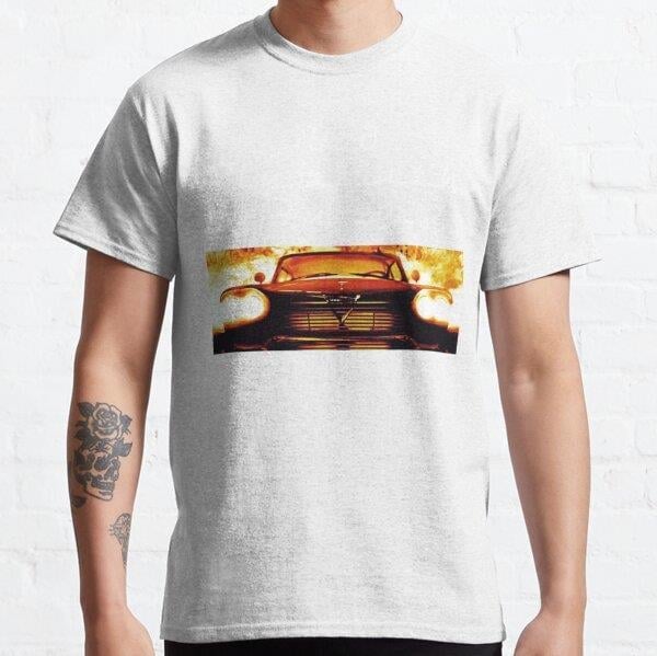 Unisex Christine - 1958 Plymouth Fury (White Font) Baskılı T-Shirt (Rahat Kalıp Tişört)