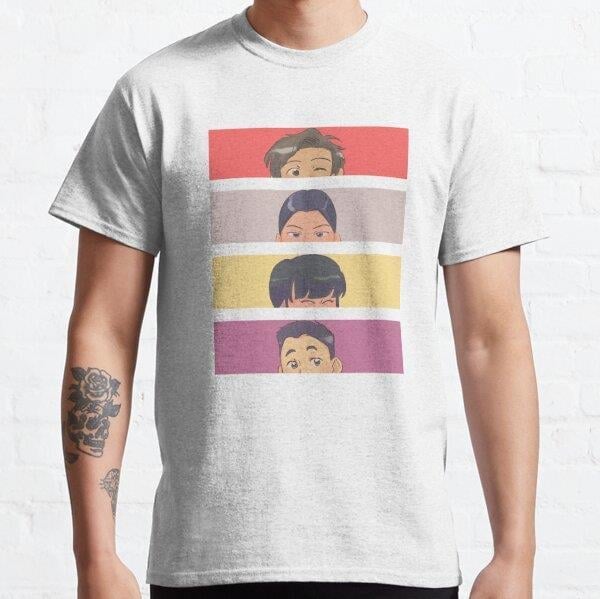Unisex Cool Anime faces- I love anime Tasarım Baskılı T-Shirt (Rahat Kalıp Tişört)