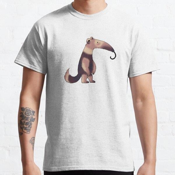 Unisex Cute anteater Baskılı T-Shirt (Rahat Kalıp Tişört)