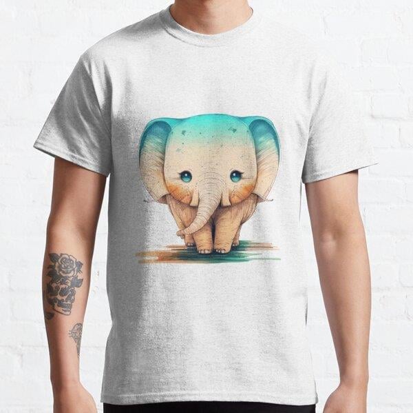 Unisex cute elephont Baskılı T-Shirt (Rahat Kalıp Tişört)