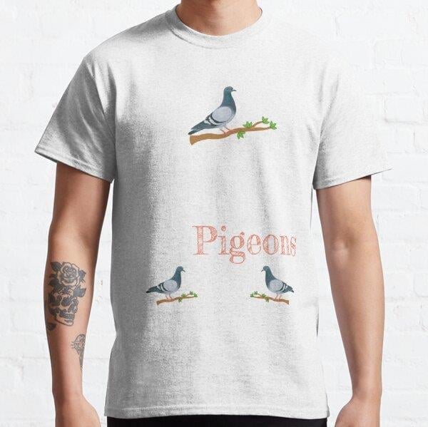 Unisex Cute Homing Pigeon Racing Coo Breed Grow Animals Baskılı T-Shirt (Rahat Kalıp Tişört)