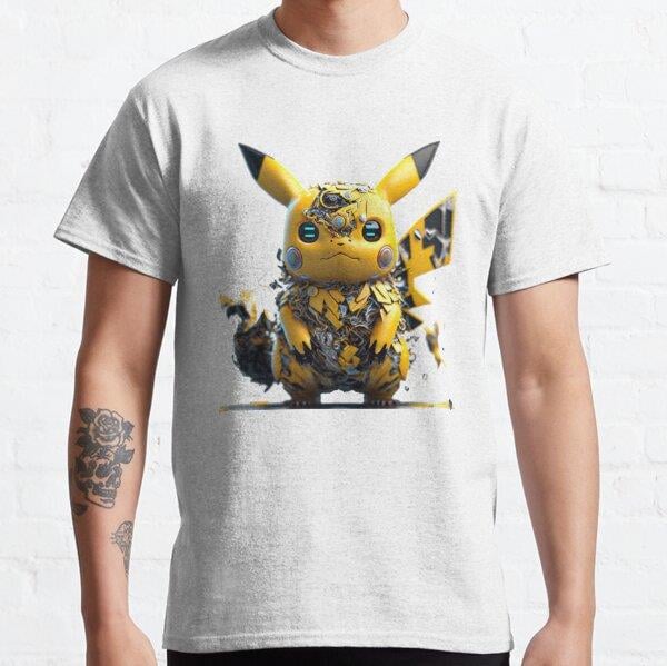Unisex cyber picachu Tasarım Baskılı T-Shirt (Rahat Kalıp Tişört)