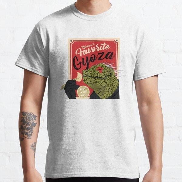 Unisex Dorohedoro anime Kaiman eating Gyoza Tasarım Baskılı T-Shirt (Rahat Kalıp Tişört)