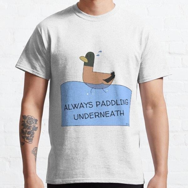 Unisex Ducko Originals #OG13: Always Paddling Baskılı T-Shirt (Rahat Kalıp Tişört)