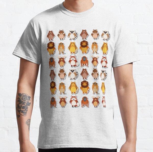 Unisex Fat animals pattern Baskılı T-Shirt (Rahat Kalıp Tişört)