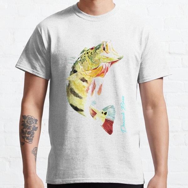 Unisex Fishing PEACOCK BASS Fishing Art Gift For Dad Baskılı T-Shirt (Rahat Kalıp Tişört)