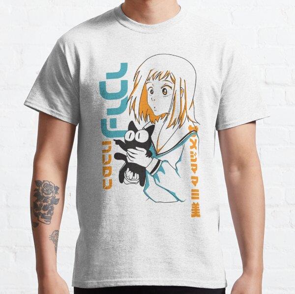 Unisex FLCL Mamimi and Ta-kun Tasarım Baskılı T-Shirt (Rahat Kalıp Tişört)
