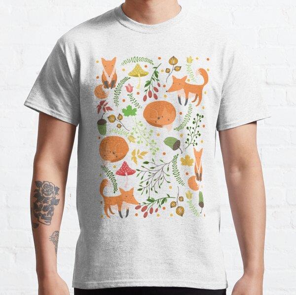 Unisex Foxes pattern Baskılı T-Shirt (Rahat Kalıp Tişört)