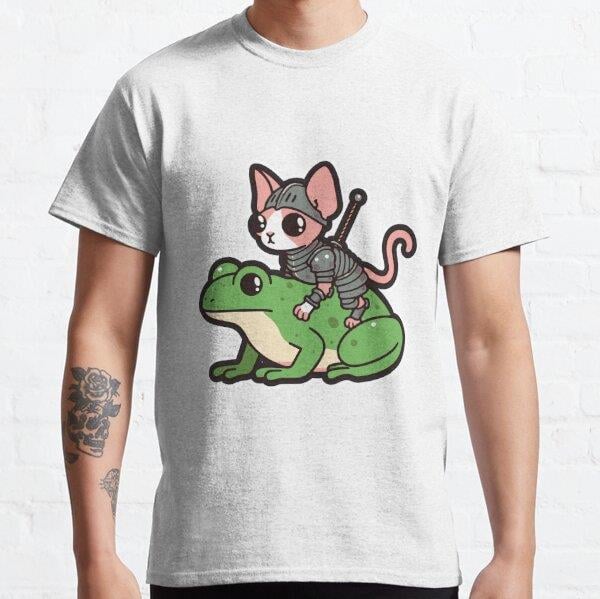 Unisex Frog Mount Fantasy: Sphynx Knights Leap Baskılı T-Shirt (Rahat Kalıp Tişört)