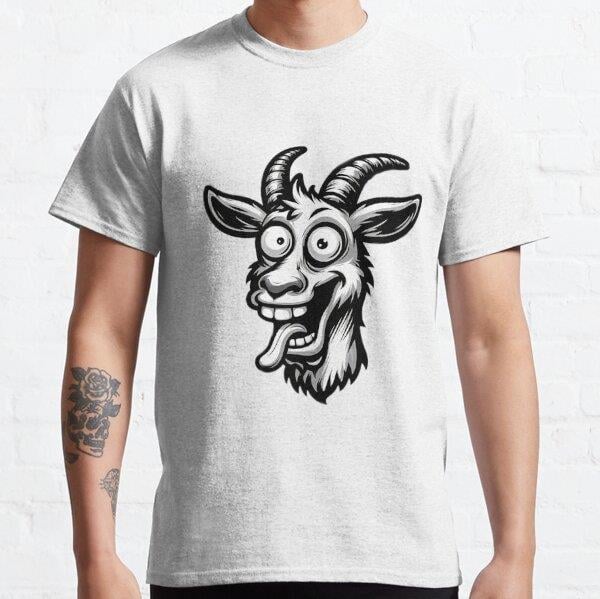 Unisex Funny Goat Face Gift Animal Lover Funny Goat Graphics Goat Lover Gift Baskılı T-Shirt (Rahat Kalıp Tişört)