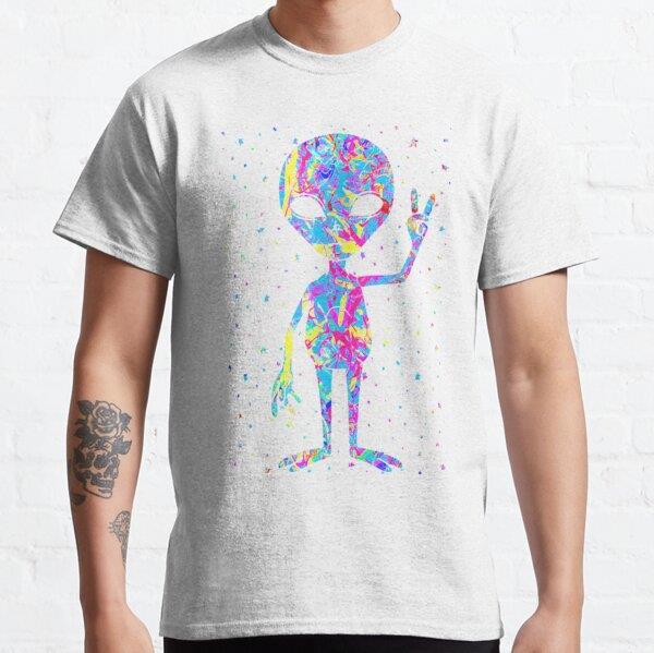 Unisex Funny Retro Groovy Alien  Baskılı T-Shirt (Rahat Kalıp Tişört)