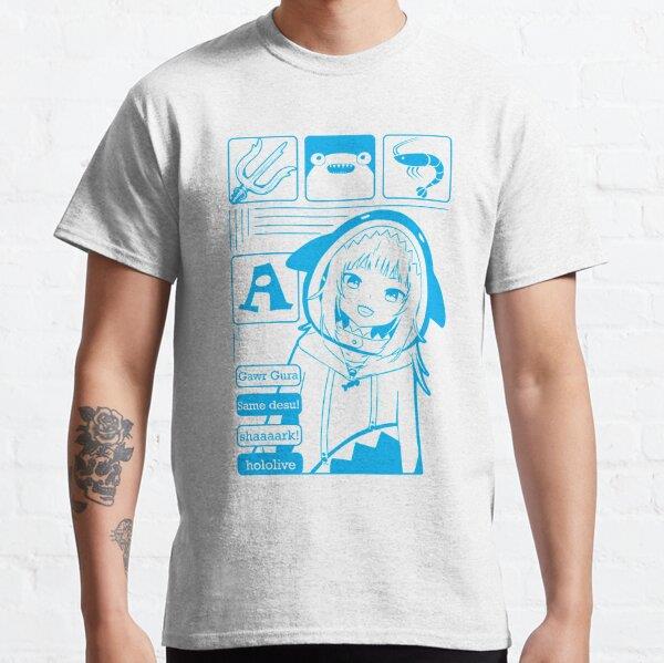Unisex Gawr Gura Hololive English Tasarım Baskılı T-Shirt (Rahat Kalıp Tişört)