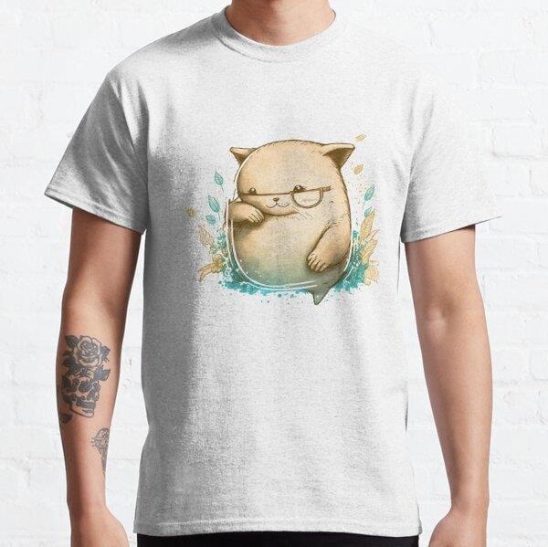 Unisex glasses bever Baskılı T-Shirt (Rahat Kalıp Tişört)