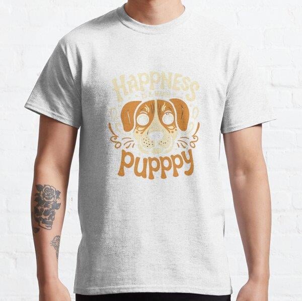 Unisex Happiness Puppy T-Shirt, Cute Dog Lover Graphic Tee, Unisex Adult Casual Wear, Gift for Pet Owners Baskılı T-Shirt (Rahat Kalıp Tişört)