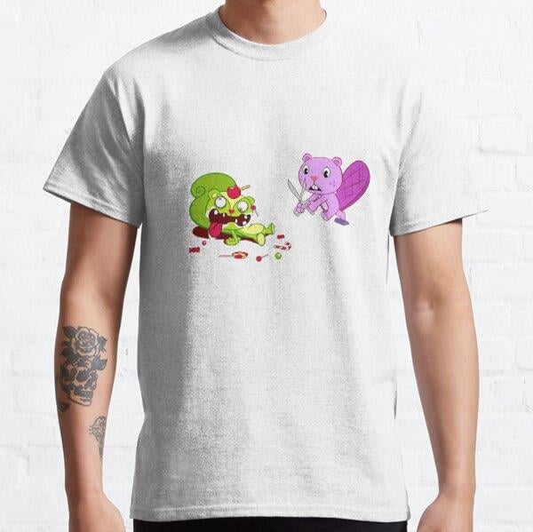 Unisex Happy Tree Friends Baskılı T-Shirt (Rahat Kalıp Tişört)
