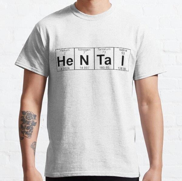 Unisex Hentai Periodic Table Tasarım Baskılı T-Shirt (Rahat Kalıp Tişört)