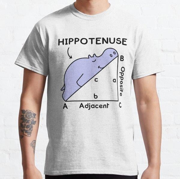 Unisex Hippotenuse, Hypotenuse Math Pun Baskılı T-Shirt (Rahat Kalıp Tişört)