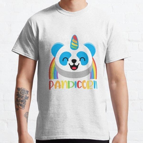 Unisex i am pandicorn-funny animals typography Baskılı T-Shirt (Rahat Kalıp Tişört)